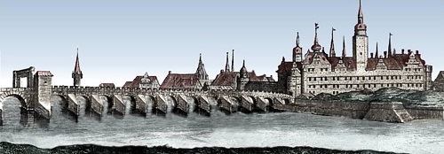 Dresdner Br&uuml;cke und Residenzschloss um 1560