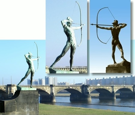 Skulptur Bogenschütze nahe der Albertbrücke