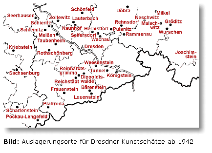 Auslagerungsorte für Dresdner Kunstschätze ab 1942