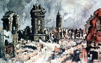 Gem&auml;lde: Der Neumarkt nach dem Krieg